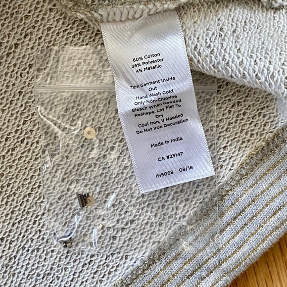 NWT Talbots Embellished Crewneck Fair Isle Gray Pinstripe 3/4 Sleeve Top Size M - Picture 5 of 8